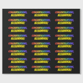 カラフルな「おめでとう」+ オーダーメイドのお名前 ラッピングペーパー (フラット)