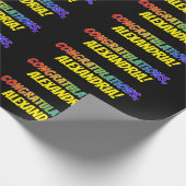 カラフルな「おめでとう」+ オーダーメイドのお名前 ラッピングペーパー (角)