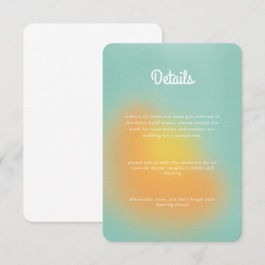 カラフルな グラデーション ミント オレンジ ウェディング エンクロージャーカード (正面/裏面)