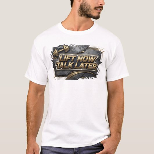 カラフルな「今は上げて後で話そう」カスタムTシャツ Tシャツ (正面)