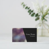 カラフルな《写真》ぼけ味の写真上の無地ので黒い対角線 名刺 (スタンド正面)