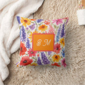 カラフルな 明るい 夏の 花園が Bloom（咲き誇る） クッション (ブランケット)