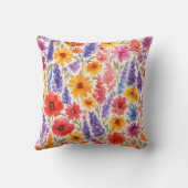 カラフルな 明るい 夏の 花園が Bloom（咲き誇る） クッション (裏面)