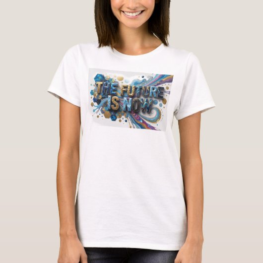 カラフルな「未来は今」プリント Tシャツ (正面)