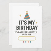 カラフルな「誕生日だよ」招待状 招待状 (正面/裏面)