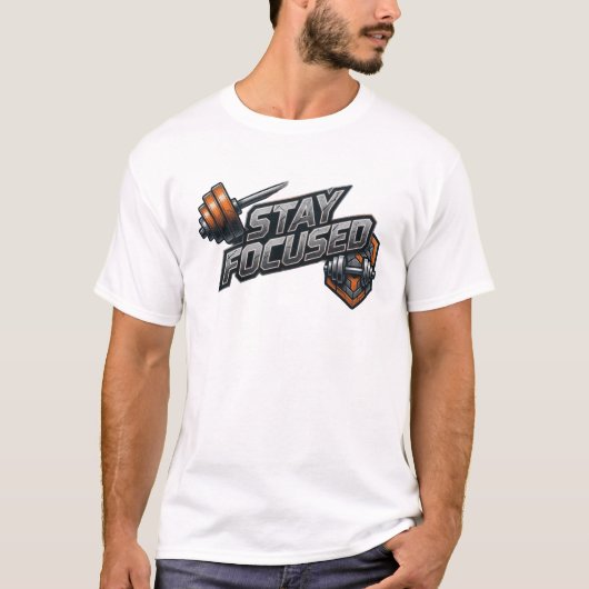 カラフルな「STAY FOCUSED」プリントがおしゃれ Tシャツ (正面)