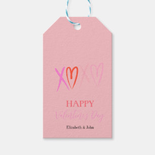 カラフルな「XOXO」ハート　バレンタインデー ギフトタグ