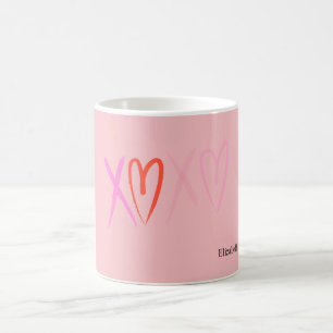 カラフルな「XOXO」ハート バレンタインデー コーヒーマグカップ