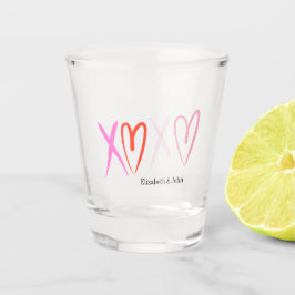 カラフルな「XOXO」ハート バレンタインデー ショットグラス