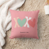 カラフルな「XOXO」バレンタインデー クッション (ブランケット)