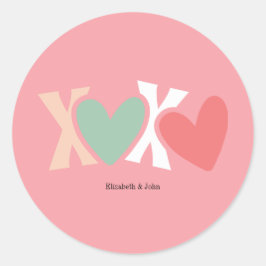 カラフルな「XOXO」バレンタインデー ラウンドシール