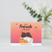カラフルなBFFの夕焼けポストカード（名入れ・名言付き） ポストカード (スタンド正面)