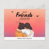 カラフルなBFFの夕焼けポストカード（名入れ・名言付き） ポストカード (正面)