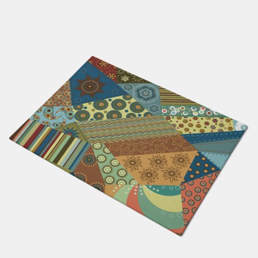 カラフルなBoHoのシックなキルトのデザイン ドアマット (アングル)