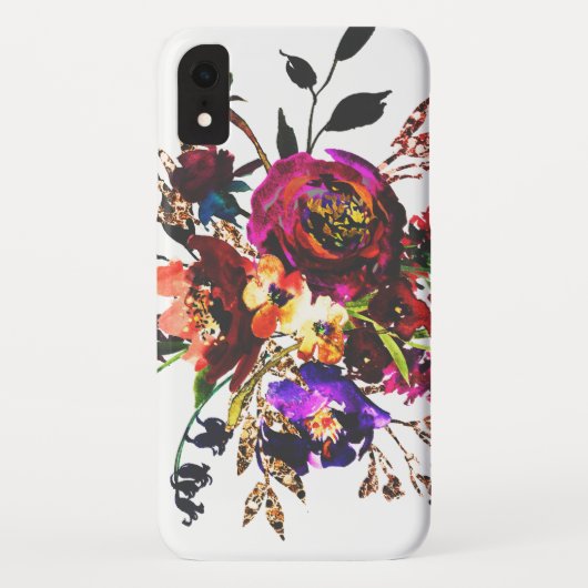 カラフルなBohoの水彩画の野生の花のヴィンテージの花柄 Case-Mate iPhoneケース (裏面)