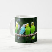 カラフルなBudgies コーヒーマグカップ (正面左)