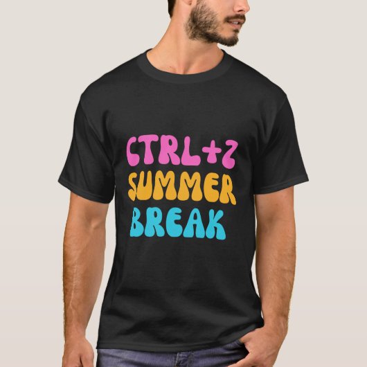 カラフルなctrl+z夏休み - バックトゥスクール tシャツ (正面)