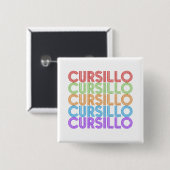 カラフルなCursillo+DeColores+虹色の重なり 缶バッジ (正面&裏面)