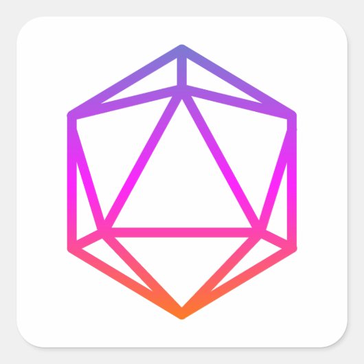 カラフルなD20ダイス スクエアシール (正面)