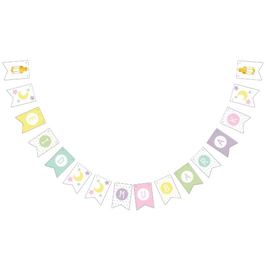 カラフルなEIDムバラク バンティングフラッグ (全)