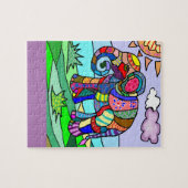 カラフルなFlocloristic抽象的な象の絵画 ジグソーパズル (横)