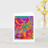 カラフルなFlowerlikeの抽象美術のメッセージカード カード (黄色い花)