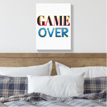 カラフルな'Game Over'テキストアート作品のキャンバス表示