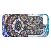 カラフルなHamsaの目のフラクタルの芸術 Case-Mate iPhoneケース (裏面(横))