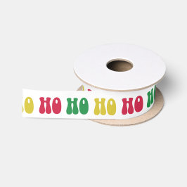 カラフルなHo Ho Ho クリスマスホリデーギフトラッピング サテンリボン