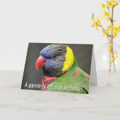 カラフルなLorikeetのバースデー・カード カード (黄色い花)