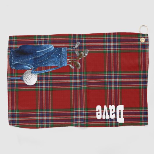 カラフルなMacFarlaneのタータンチェック格子縞のゴルフタオル ゴルフタオル (横)