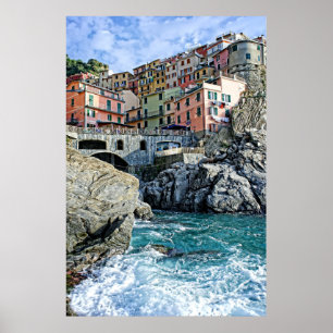 カラフルなManarola、イタリア- Cinque Terreポスター ポスター