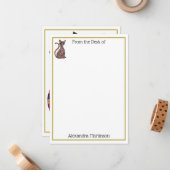 カラフルなMillefiori猫のモノグラムの名前の文房具 ノートカード (正面/裏面インサイチュ)