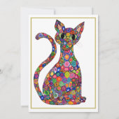 カラフルなMillefiori猫のモノグラムの名前の文房具 ノートカード (裏面)