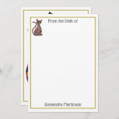 カラフルなMillefiori猫のモノグラムの名前の文房具 ノートカード (正面/裏面)