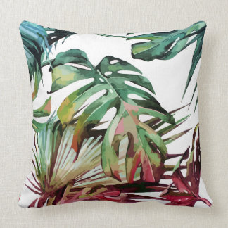 カラフルなmonsteraの葉 クッション
