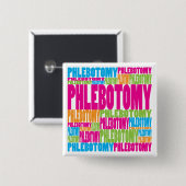 カラフルなPhlebotomy 缶バッジ (正面&裏面)