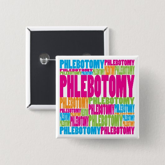 カラフルなPhlebotomy 缶バッジ (正面&裏面)
