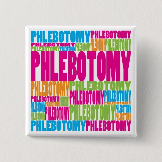 カラフルなPhlebotomy 缶バッジ (正面)