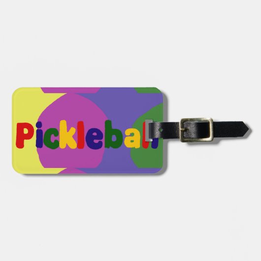カラフルなPickleballの手紙の芸術のデザイン ラゲッジタグ (正面横)