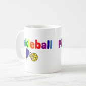 カラフルなPickleballの芸術のデザイン コーヒーマグカップ (正面左)
