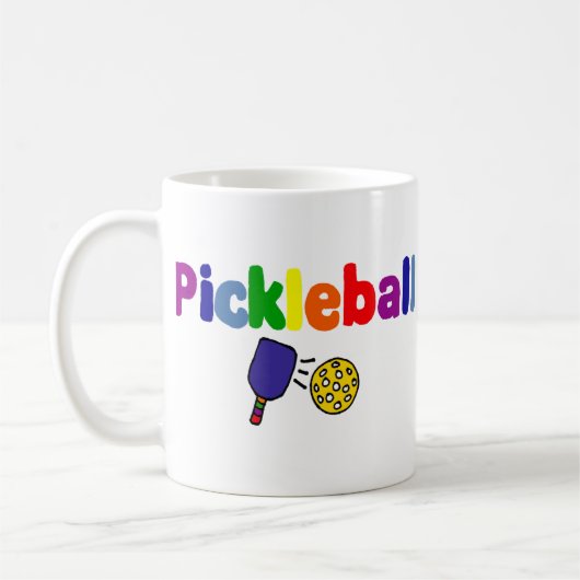 カラフルなPickleballの芸術のデザイン コーヒーマグカップ (左)