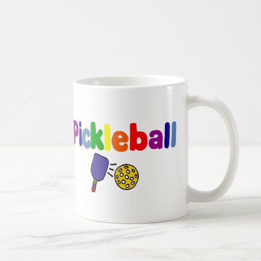 カラフルなPickleballの芸術のデザイン コーヒーマグカップ (右)