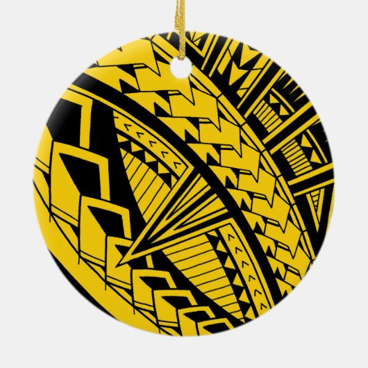 カラフルなSamoan入れ墨パターン セラミックオーナメント (裏面)