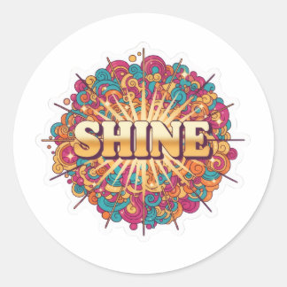 カラフルなSHINEタイポグラフィ ラウンドシール