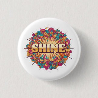 カラフルなSHINEタイポグラフィ 缶バッジ