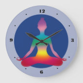 カラフルなSilhouetteヨガの女性柱時計 ラージ壁時計 (正面)
