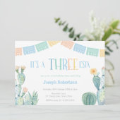 カラフルなTHREE-esta メキシカン 3歳誕生日パーティー 招待状 (スタンド正面)