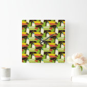 カラフルなToucans スクエア壁時計 (ホーム)