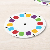 カラフルなViewmasterの巻き枠のレトロのモダン ラウンドペーパーコースター (アングル)